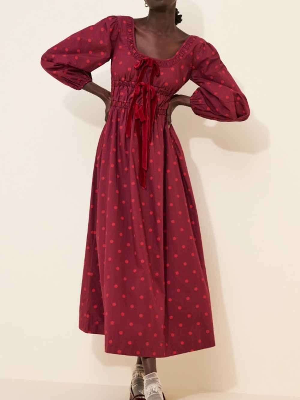 Damson Madder Dakota Bow Midi Dress Size 6 US/ 10 UK